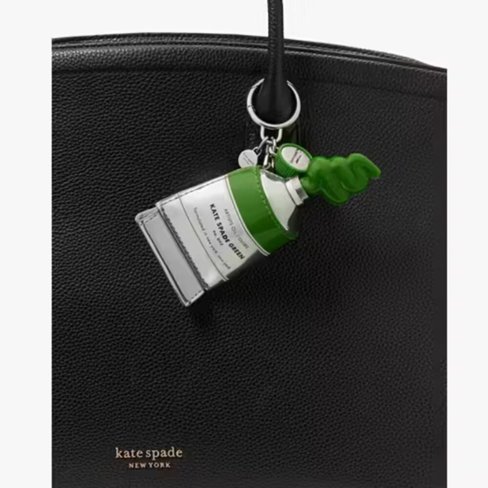 Kate Spade Squeeze Paint Tube Bag Charm Key Fob Key Chain Artist Green Silver - Picture 2 of 5